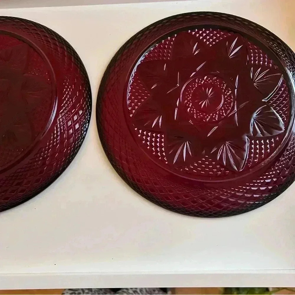 Cristal D’Arques Durand Antique Ruby Dinner Plates (2) - Picture 3 of 6